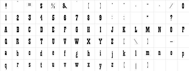 Playbill Regular Character Map