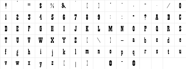 Playbill Regular Character Map