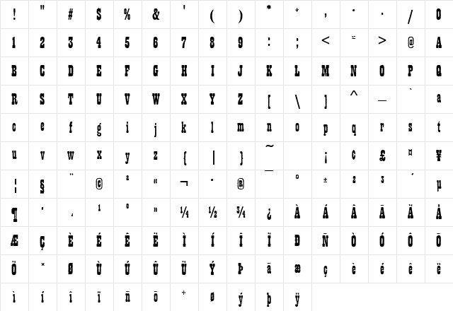 PlaybillAntD Regular Character Map
