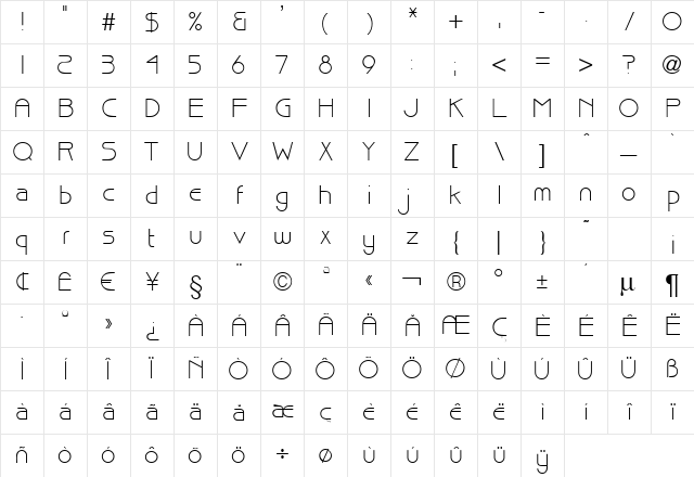 B733-Deco Regular Character Map