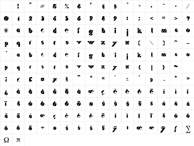 Playmate Regular Character Map Playmate Regular Character Map
