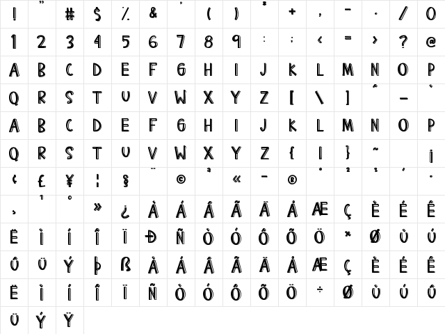 Kidz Block Regular Character Map