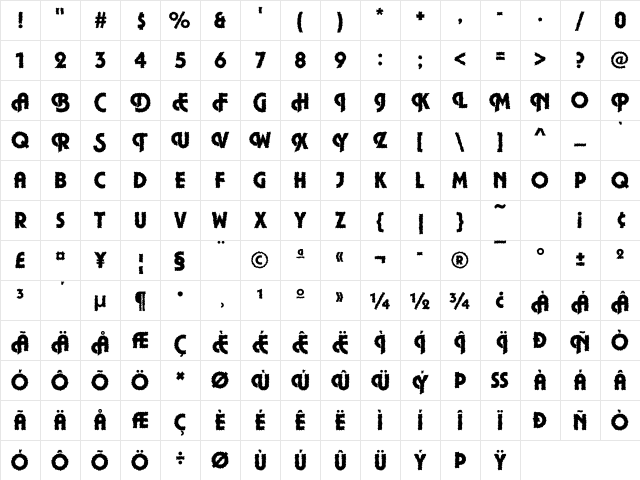 Plaza42 Becker Regular Character Map