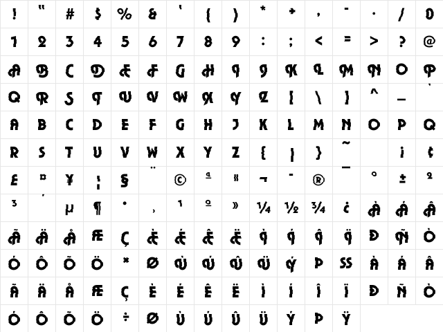 Plaza43 Becker Regular Character Map