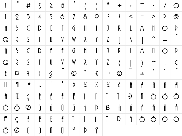 Plaza Regular Character Map Plaza Regular Character Map