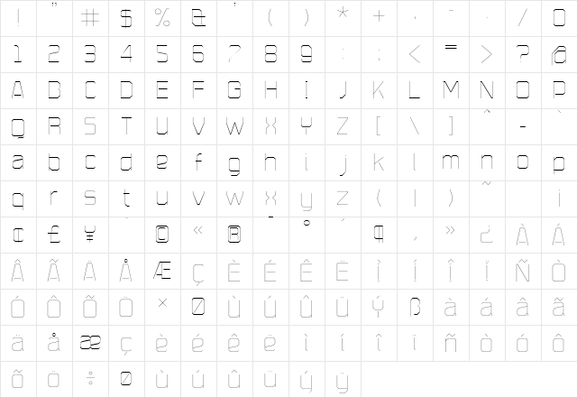 Plotta Light Character Map