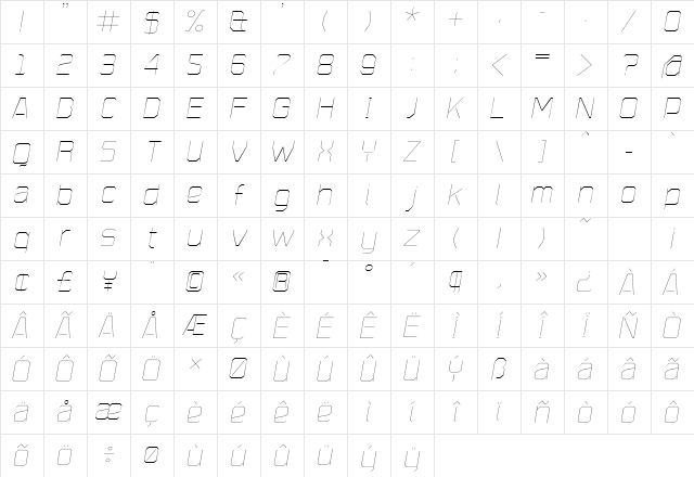 Plotta Light Italic Character Map