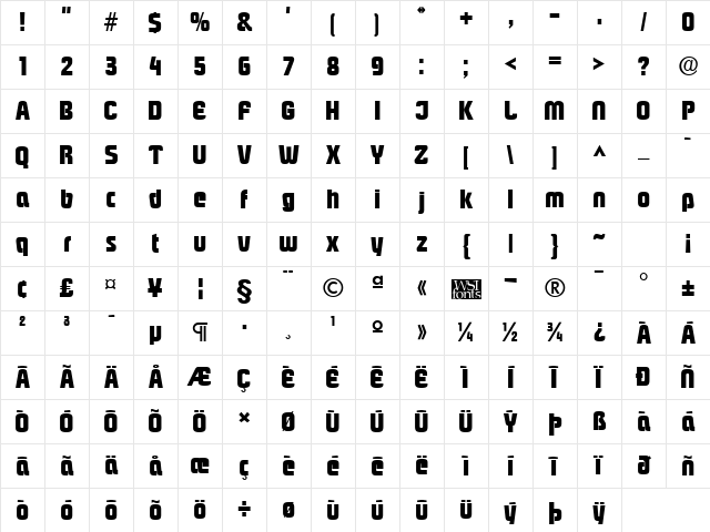 PloverBlack normal Character Map