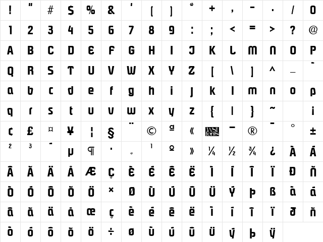 PloverExtrabold normal Character Map