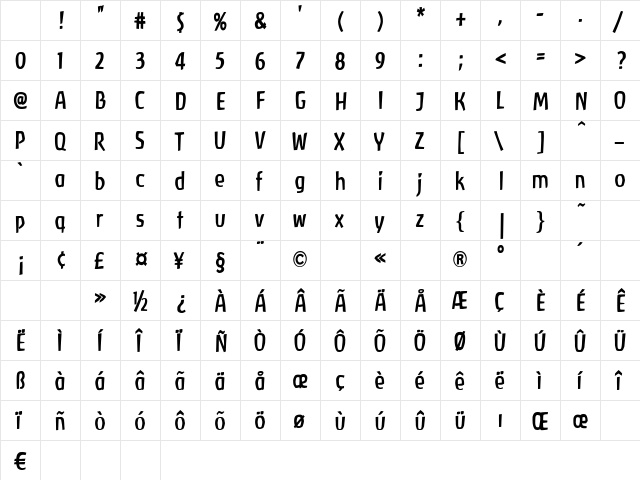 Baar Antropos Engschrift Regular Character Map
