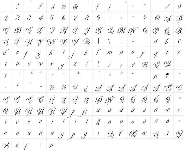 Plumage Regular Character Map Plumage Regular Character Map
