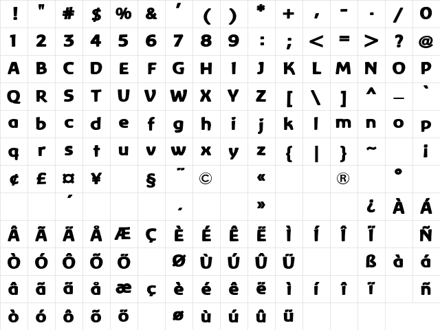 Baar Lemuria Regular Character Map