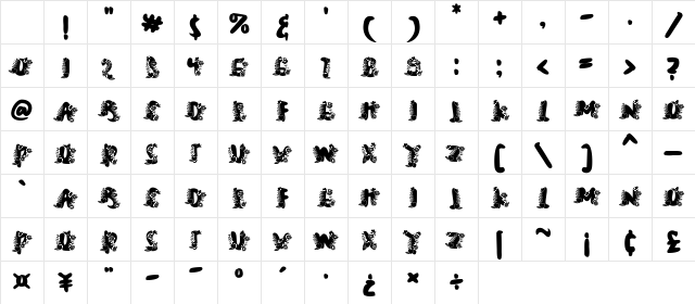 Plump Love Monogram Regular Character Map