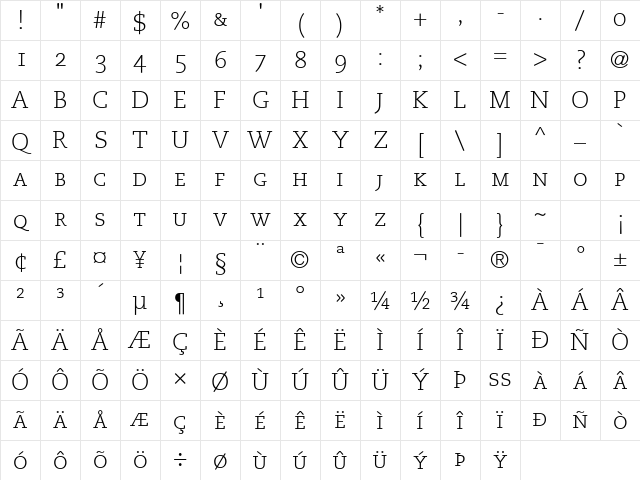 Caecilia LightSC Regular Character Map Caecilia LightSC Regular Character Map