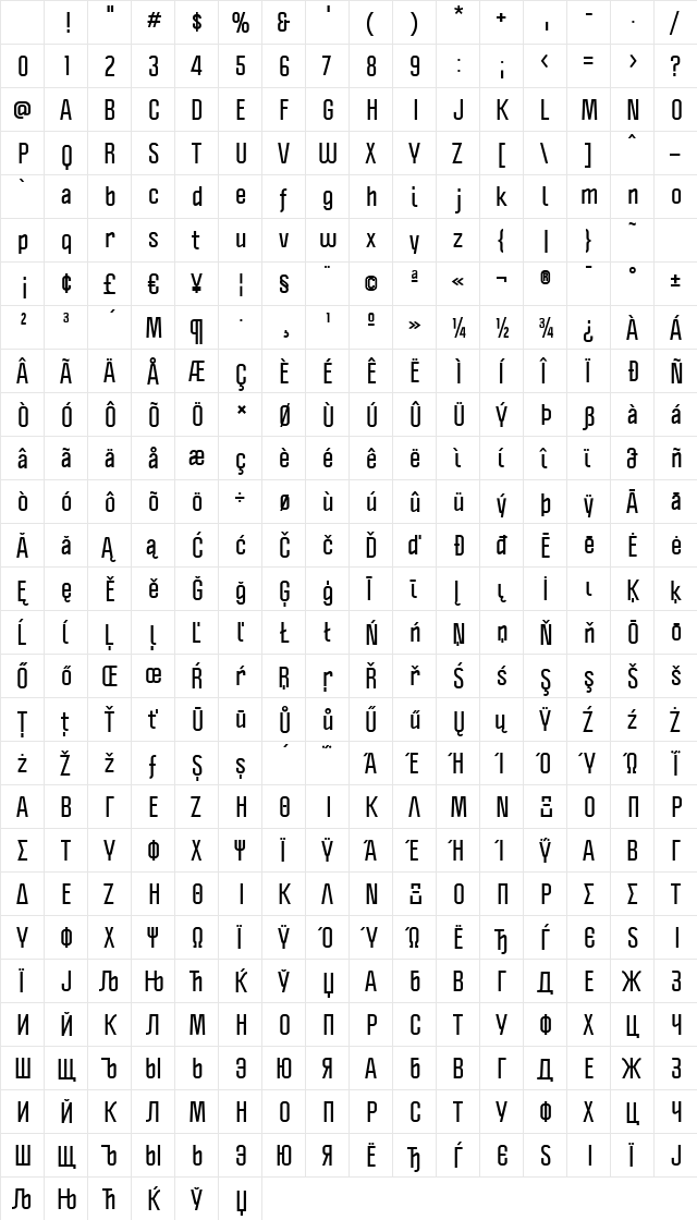 Politica Bold Character Map Politica Bold Character Map