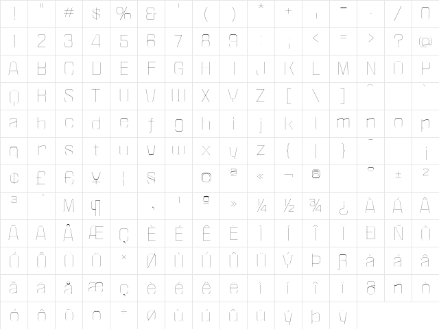 Politica XT Thin Character Map Politica XT Thin Character Map