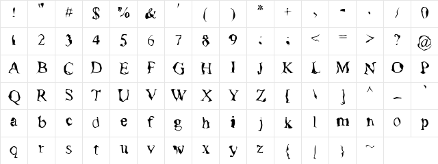 Poltergeist Regular Character Map