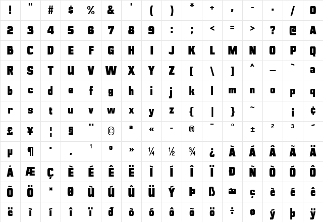 Polyflec Black Character Map