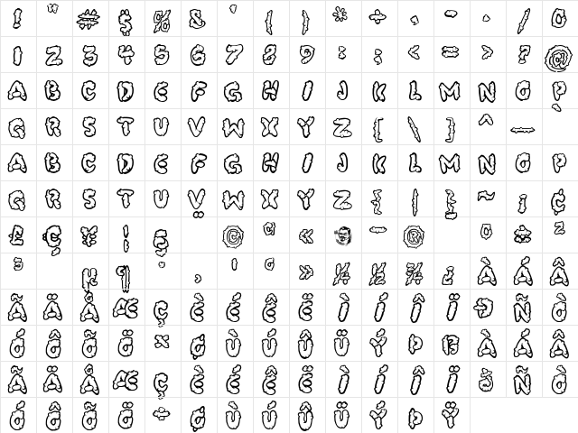 PooCorny Regular Character Map PooCorny Regular Character Map