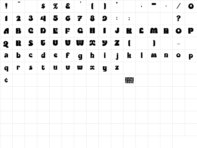 PookyDisplay Regular Character Map PookyDisplay Regular Character Map