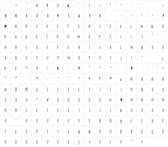 Popsicle Regular Character Map