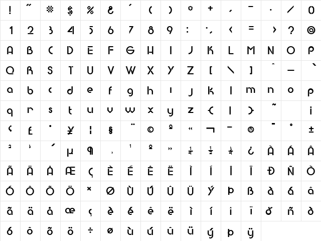 Baby Face Regular Character Map