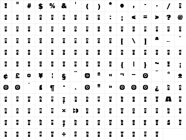 Populist Exclaim Regular Character Map
