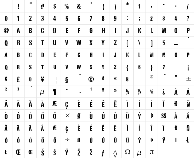 PortagoITC TT Regular Character Map
