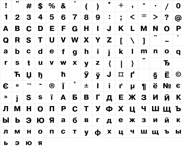 Pragmatica Bold Character Map Pragmatica Bold Character Map