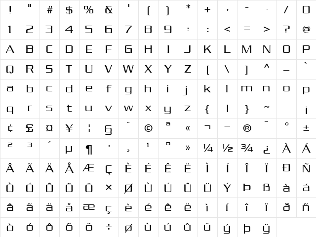 Babylon Regular Character Map
