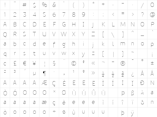 PreciousSans Regular Character Map