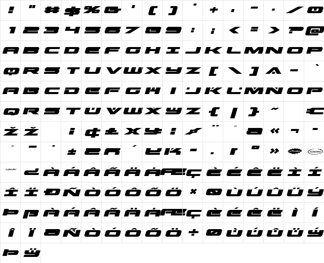 Predataur Expanded Italic Expanded Italic Character Map Predataur Expanded Italic Expanded Italic Character Map