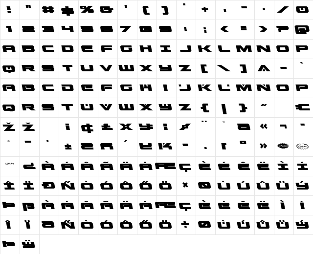 Predataur Semi-Leftalic Regular Character Map