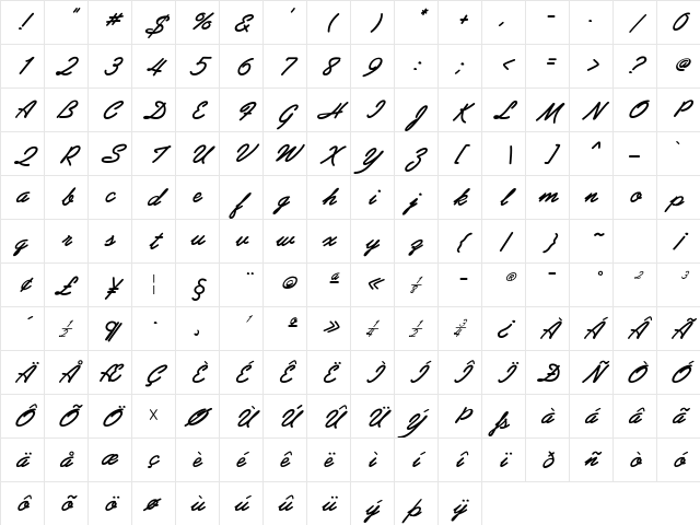 PreludeFLF Regular Character Map