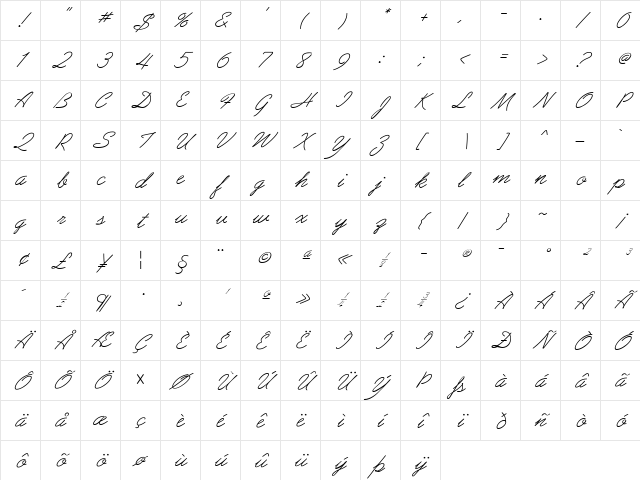 PreludeFLF Regular Character Map