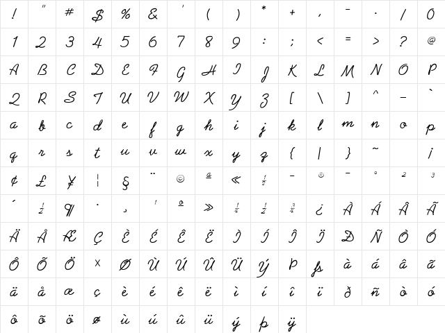 PreludeFLF Regular Character Map