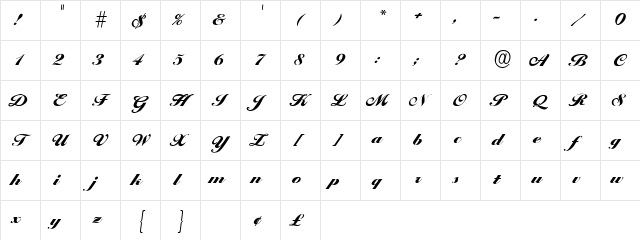 Premi Script SSi Regular Character Map