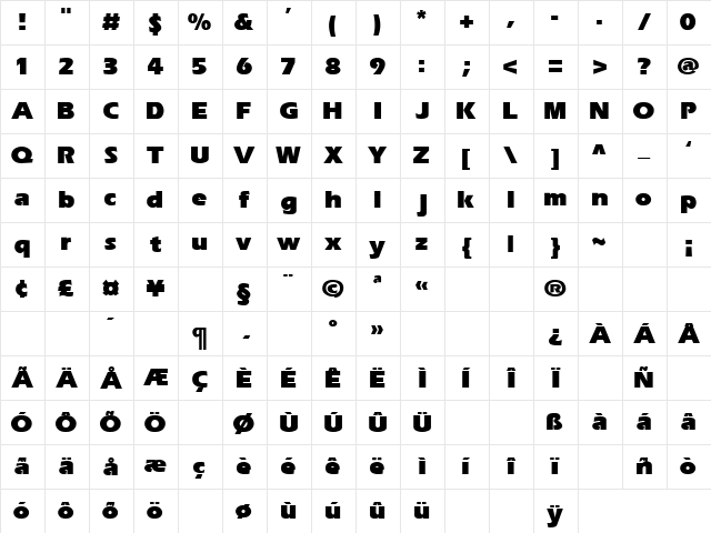 Presence 6 Regular Character Map