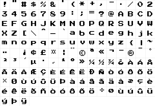 Press Start 2P Regular Character Map Press Start 2P Regular Character Map