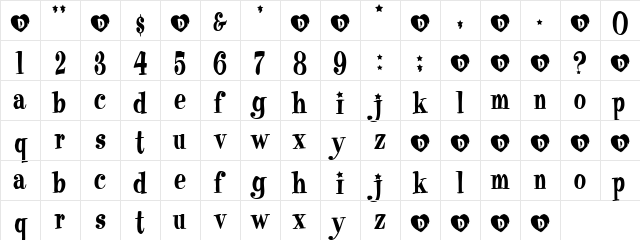 Pretty Baby Regular Character Map