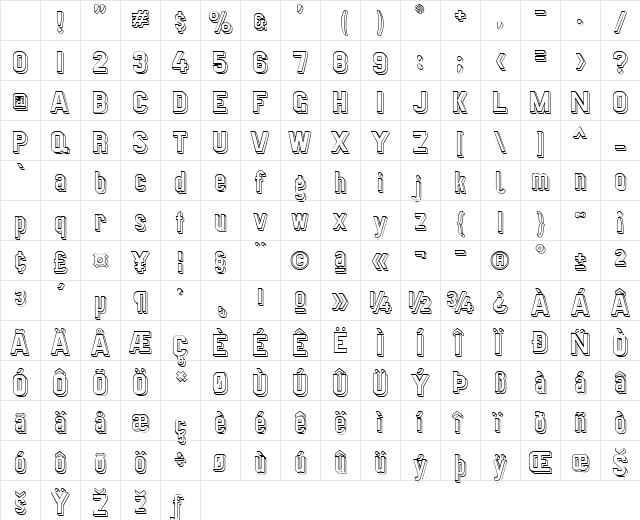 Preussische VI 9 Schatten-Linie Regular Character Map Preussische VI 9 Schatten-Linie Regular Character Map