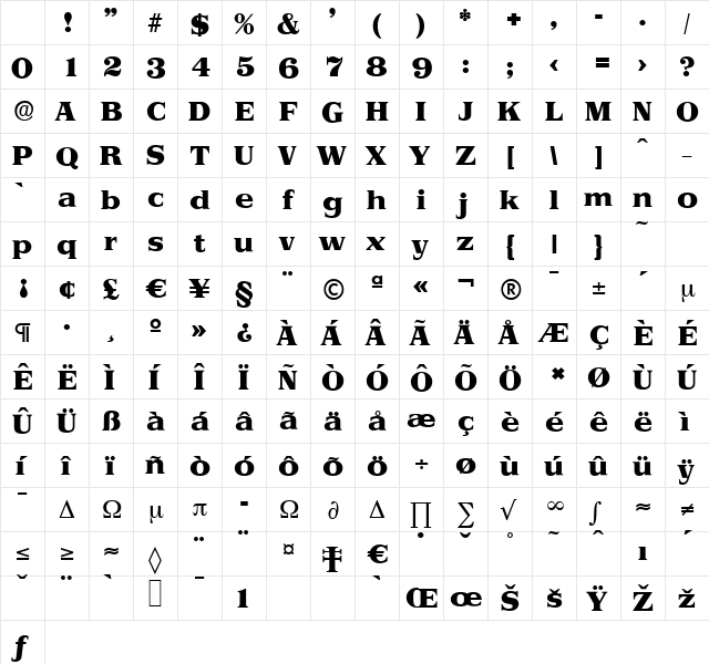 PriamosSerial-Heavy Regular Character Map PriamosSerial-Heavy Regular Character Map