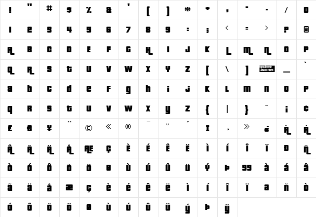 Pricedown Regular Character Map Pricedown Regular Character Map
