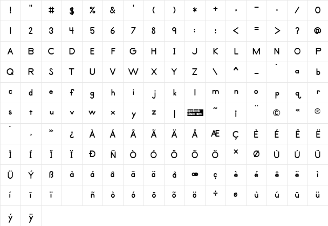 Primer Print Bold Character Map Primer Print Bold Character Map