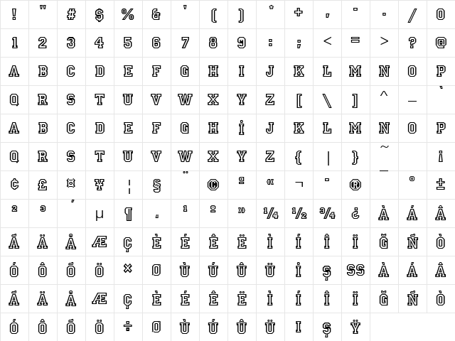 Princetown Regular Character Map
