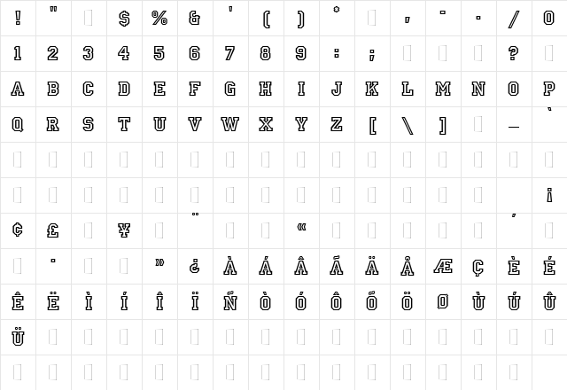 Princetown Regular Character Map