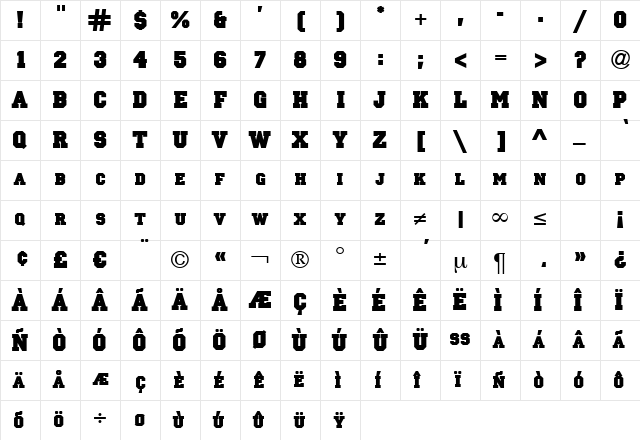 PrincipalSolid Regular Character Map