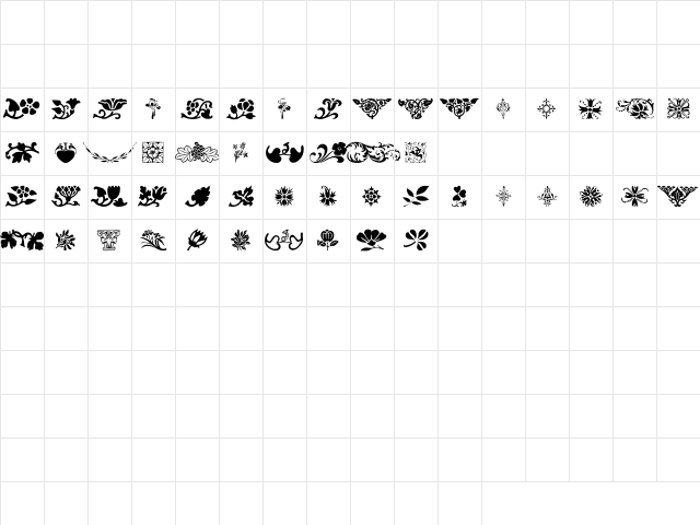 Printers Ornaments One Regular Character Map