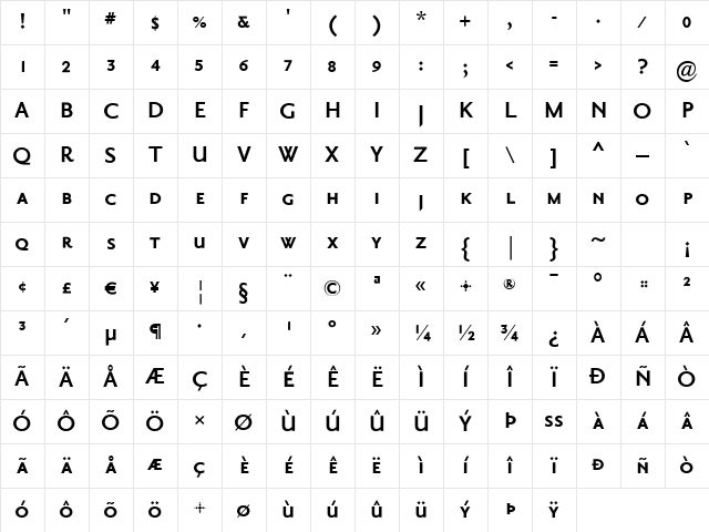 Priori Sans Bold Character Map Priori Sans Bold Character Map