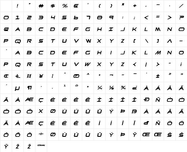 Promethean Bold Italic Character Map Promethean Bold Italic Character Map